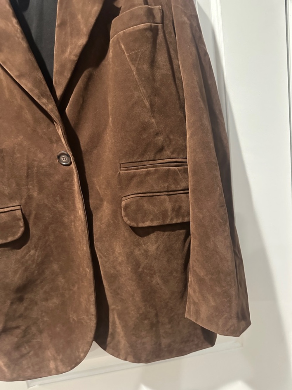 We The Free Chocolate Brown Suede Blazer Jacket - Picture 4 of 4